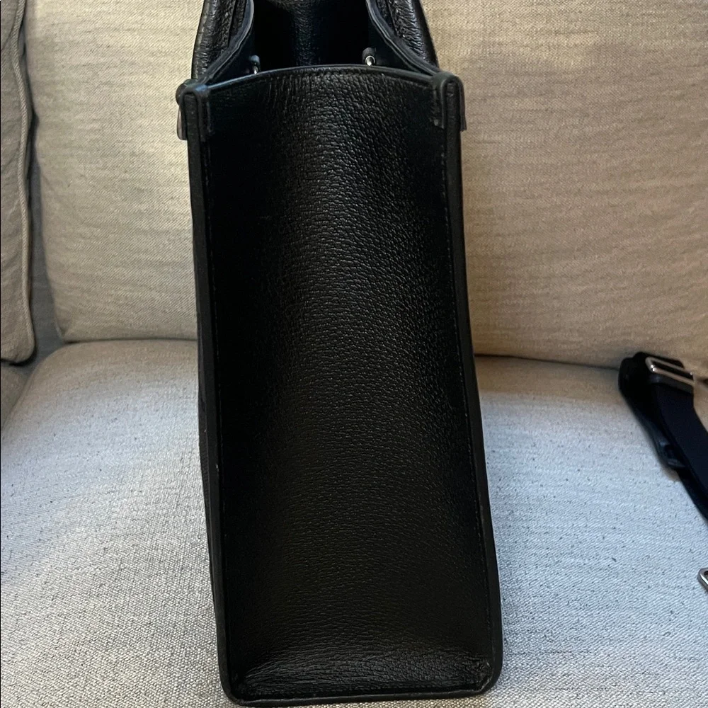 Gucci Black GG Jacquard Tote with Leather Handles